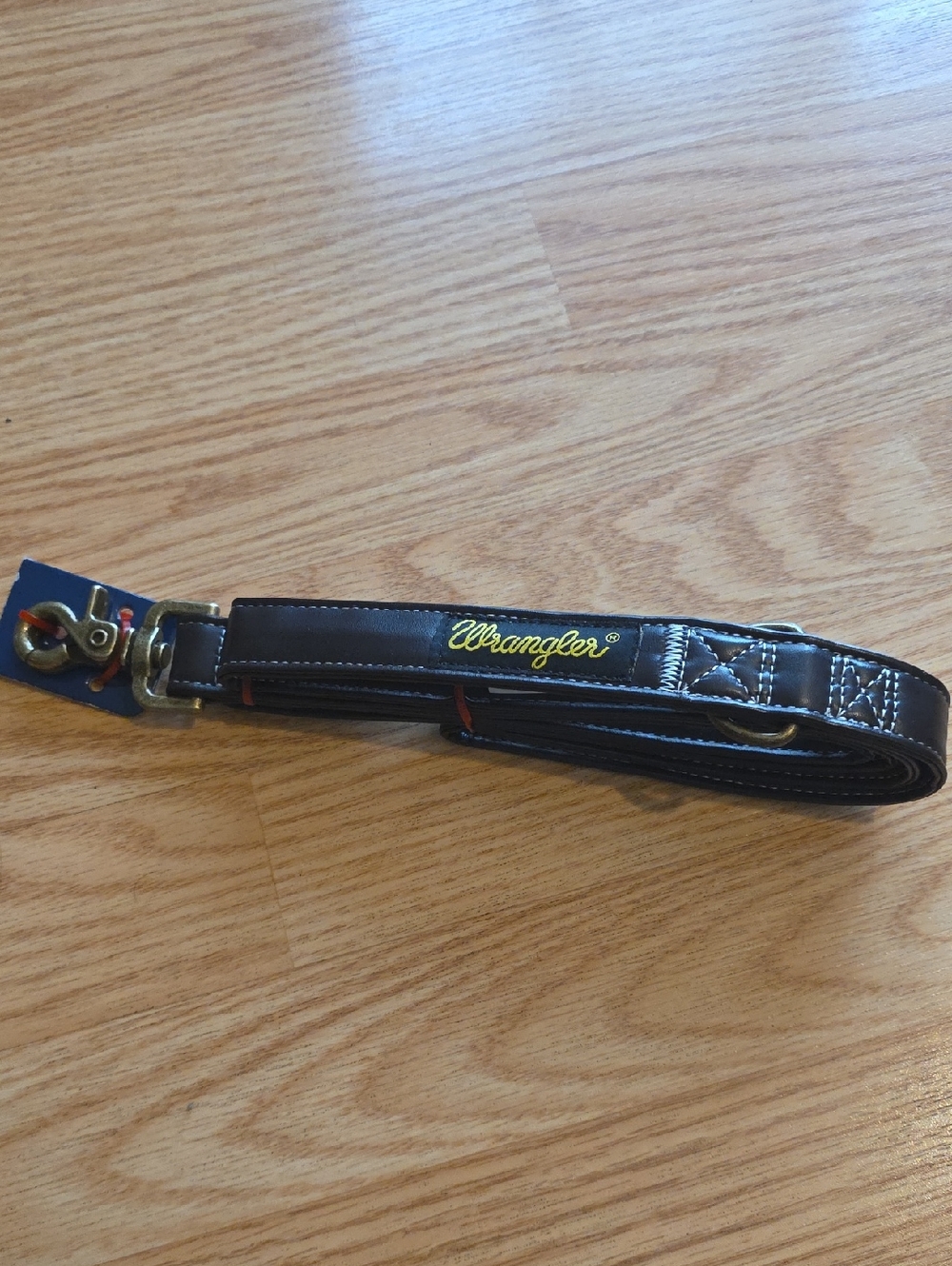 Wrangler Brown Leather Strap with Brass Hardware and Yellow Logo